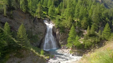 Waterfall in the mountains in summer Video stock 140288027