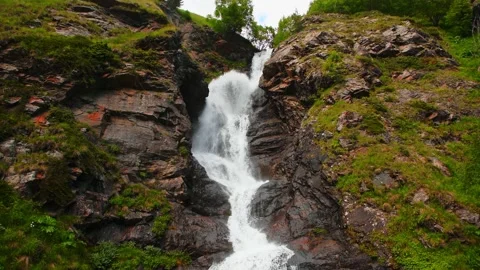 Waterfall in the mountains. Summer landscape. Video stock 234068658