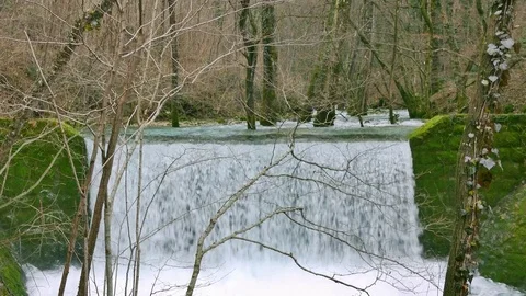 Waterfall in mountains - tilt up Stock Footage 83872153