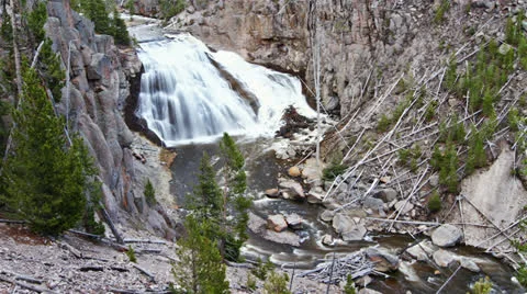 Waterfall in a mountains, time lapse Видео 26253793