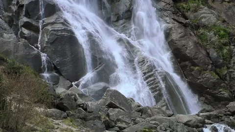 Waterfall Nardis in spring in the evening - North Italy Stock Footage 79088550