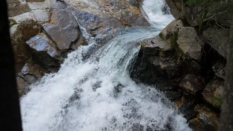 Waterfall in National Forest, Stream, Rocks, Franconia Notch Stock-Footage 102401101