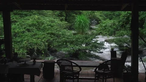 Waterfall in a natural rainforest in Laos Stock Footage 248660809