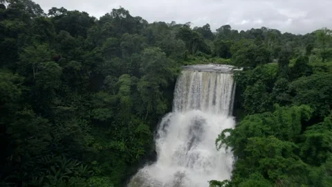 Waterfall in a natural rainforest in Laos Stock Footage 248660863