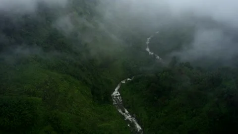 Waterfall in a natural rainforest in Laos Stock Footage 248660941