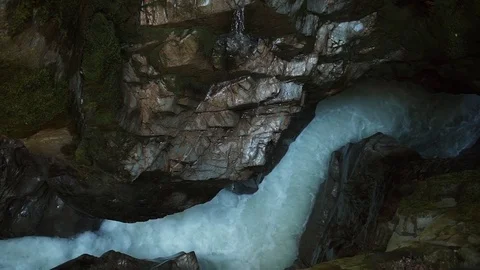 Waterfall, nature background. Top view on the waterfall Stock Footage 77620994
