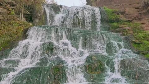 Waterfall nature mountains forest river scenic landscape travel wild outdoor Stock-Footage 252363747