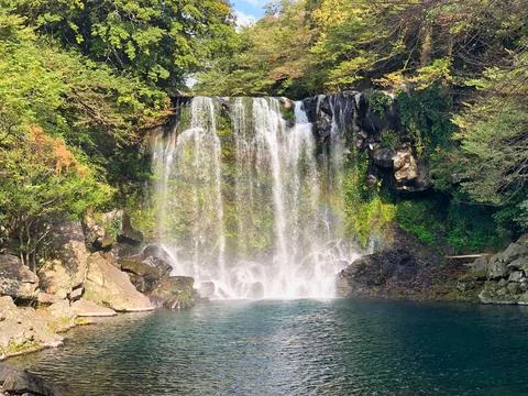 Waterfall on nature Stock Photos