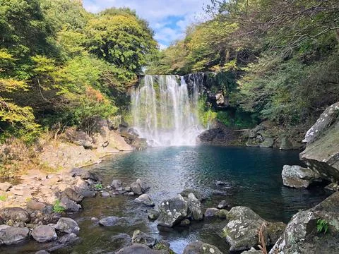 Waterfall on nature Stock Photos