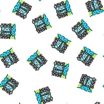 Waterfall nature vector seamless pattern Illustrazione stock