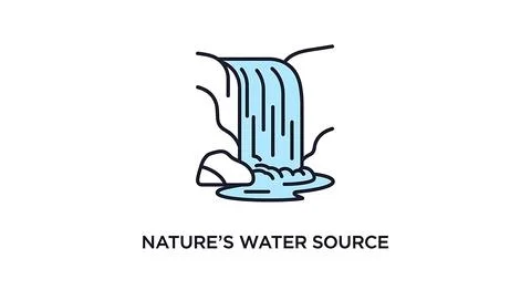 Waterfall nature water source cascade flow cliff rocks stream environmental.. Stock Illustration