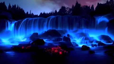 Waterfall at night Stock Footage 252076890