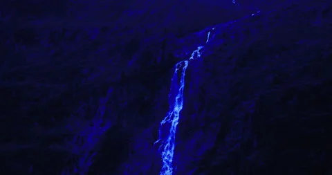 Waterfall at Night in Mountains Stock Footage 169903185