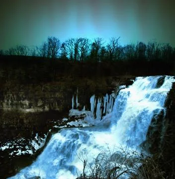 Waterfall at night Stock Photos