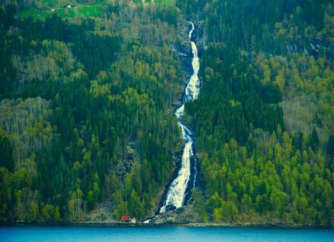 A Waterfall, Norway Stock Photos