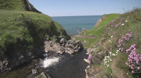 Waterfall by the Ocean Video stock 31745882
