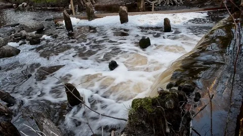 Waterfall at the old mill  Stock Footage 76496128