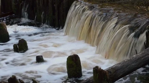 Waterfall at the old mill  Stock Footage 76496246