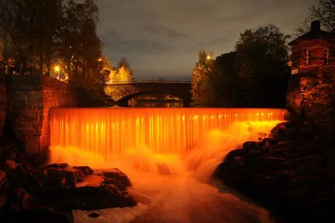 Waterfall in orange Stock Photos