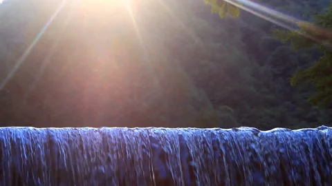 The Waterfall of Osenka Bune and the Rays of the Sun Stock Footage 330355697