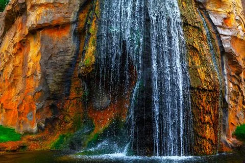 Waterfall over the cliff Stock Photos