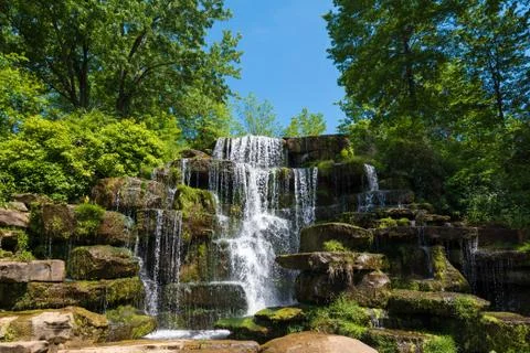 Waterfall over Large Rocks Stock Photos