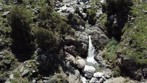 Waterfall over rocks seen from above Merlo, San Luis, Argentina. Stock Footage 159571765