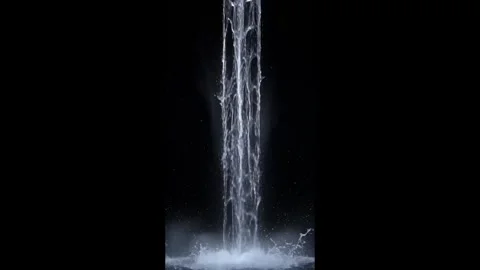 Waterfall Overlay Vertical Water Stream Splash Black Background Effect Stock Footage 340296873