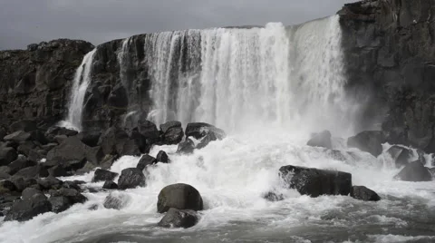 Waterfall öxararfoss iceland Stock Footage