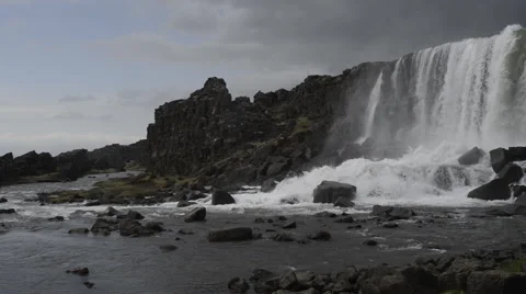 Waterfall öxararfoss iceland Stock Footage 42007388