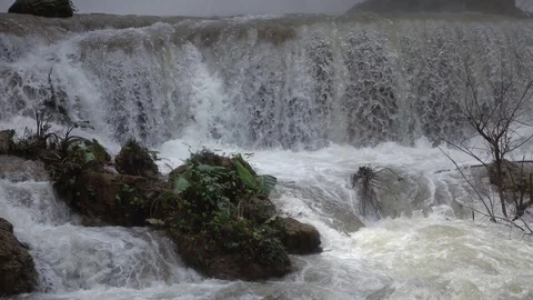 Waterfall pan slow motion Stock Footage 77817240