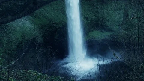 Waterfall panning up to the edge Stock-Footage 70342815