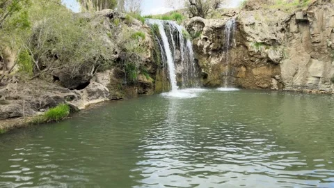 Waterfall panoramic view Stock Footage 242313260