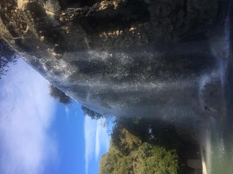 Waterfall in Parc de la Colline du Chateau Stock Photos