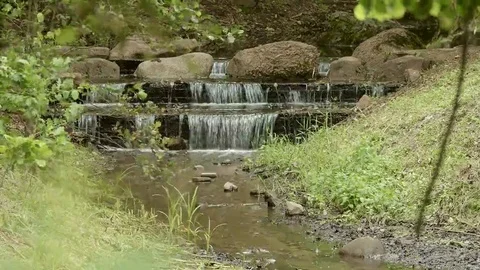 Waterfall in the park. Stock Footage 69183435