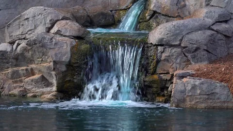 Waterfall in a park Stock Footage 93872433