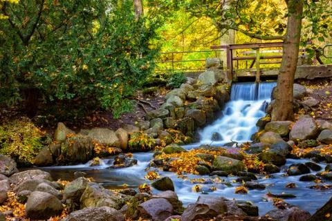 Waterfall in the park Stock Photos