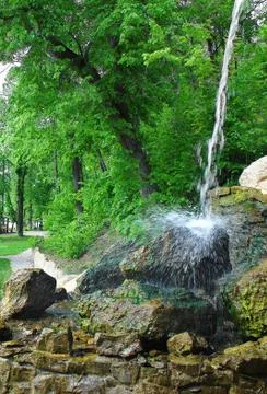 Waterfall in the park Stock Photos