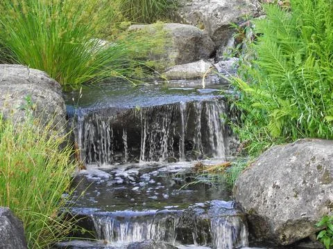 A waterfall at the park Stock Photos
