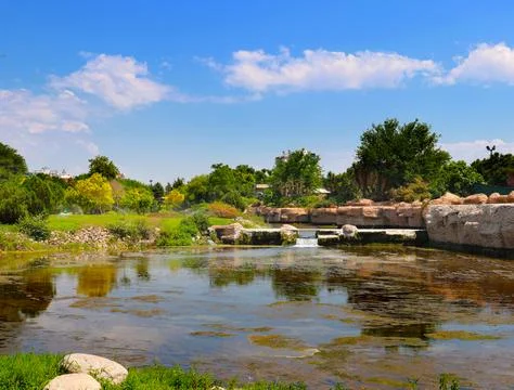 Waterfall in the park Stock Photos