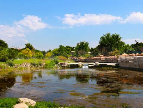Waterfall in the park Stock Photos