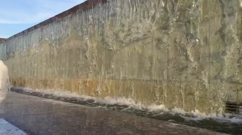 Waterfall in the park in the summer, slow motion, closeup Stock Footage 64018684