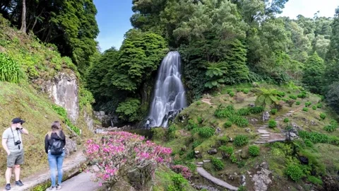Waterfall with people 2 Timelapse Stock Footage 197481345