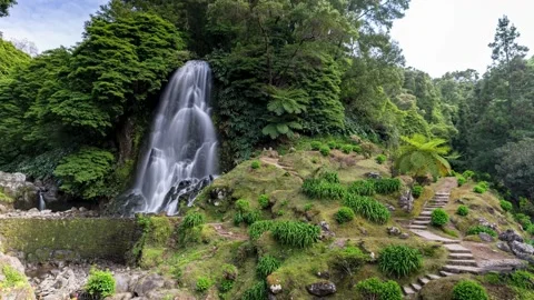Waterfall with people Timelapse Stock Footage 197481346