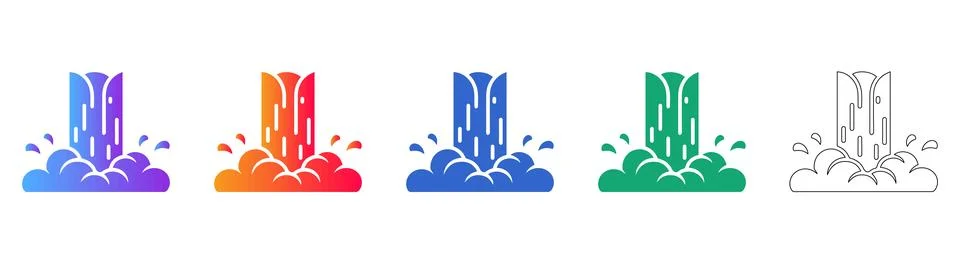 Waterfall Performance and Data Flow Icons イラスト素材