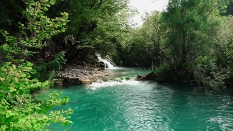 Waterfall in Plitvice Lakes in Croatia Stock Footage 240611317