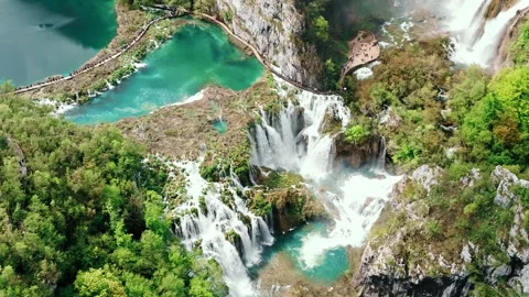 Waterfall in Plitvice Lakes in Croatia. Stock Footage 260420191