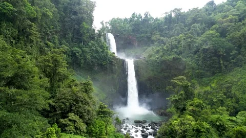 This waterfall plunges into a deep jungle gorge Stock Footage 340267530