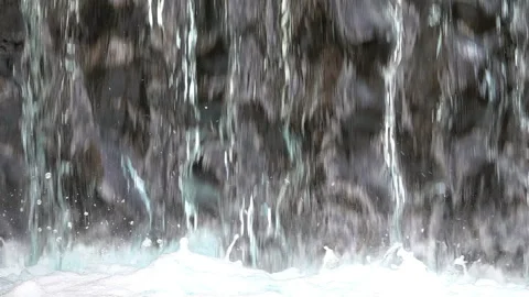 Waterfall Plunges Into River Super Slow Motion x8 Loop Видео 331480131