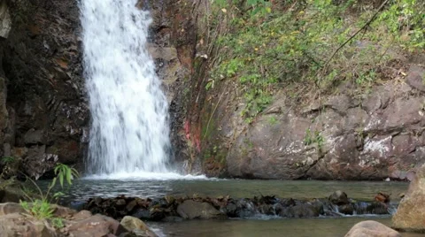 Waterfall with pond in a tropical forest Stock Footage 51026604